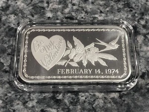 BE MY VALENTINE 1974 Madison Mint - 1oz - .999 Fine Silver - Picture 1 of 2