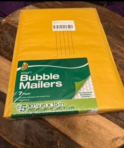 Duck Kraft Bubble Mailers - 7 PACK # 5, KRAFT SHELL BUBBLE LINING - Picture 1 of 3