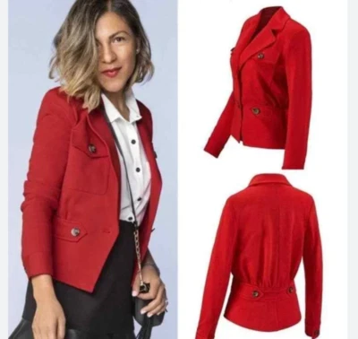 Blazer CAbi Little Red Chaqueta Un Botón Trabajo Carrera Clásico Preppy Talla 6 Foto 1 de 4