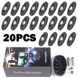 20pcs White LED Rock Lights Underbody Trail Glow Lamp Offroad SUV Pickup Car US - Picture 1 of 8