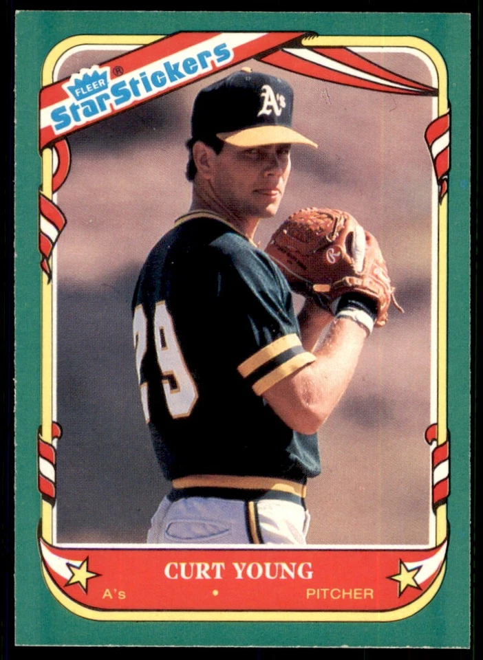 1987 Fleer Star Stickers Curt Young Oakland Athletics #129 - Image 1 of 2