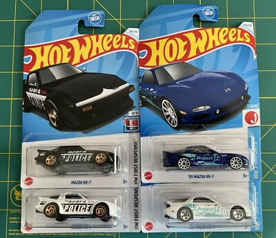 LOT OF 4 - 2024 HOT WHEELS ‘95 MAZDA RX-7 HW FIRST RESPONSE HW J-IMPORTS RX7 - Image 1 of 4