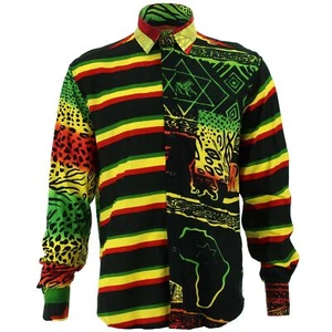 Regular Fit Long Sleeve Shirt Loud Originals Random Mixed Rasta Mens - Picture 1 of 4