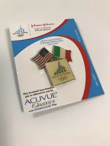 Olympischer Pin Turin 2006 Olympische Spiele USA Italien Flagge Johnson & Johnson Acuvue - Bild 1 von 5