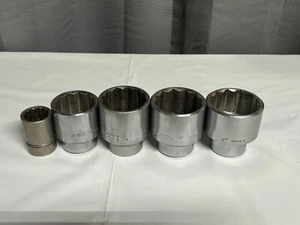 3/4" Drive Sockets 12 Point - 1",  1-11/16", 1-7/8, 2" (Set of 5) - Y136 - Picture 1 of 4