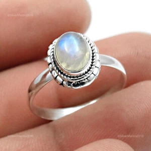 Corona Chakra Naturale Arcobaleno Luna Cocktail Anello Gioielli Misura 8 Solid - Foto 1 di 10