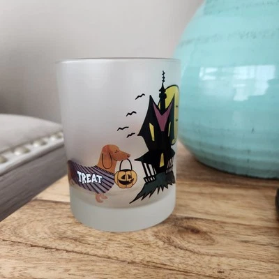 culver frosted lowball tumbler barware whiskey dachshund halloween dog glass - Image 1 of 4