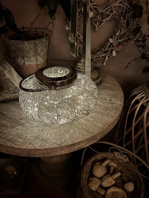 Chrome Wire Lantern With Fairy Lights - Image 1 of 4