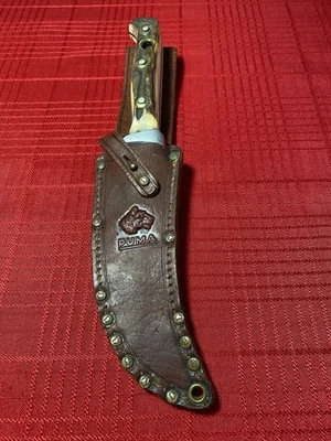 Vintage Puma Skinner Knife 6393 w/ Leather Sheath – Stag Handle, Made in Germany - Image 1 of 4