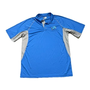Detroit Lions NFL Team Polo Shirt Men’s Blue Gray Short Sleeve Performance X - Picture 1 of 5