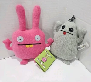 Little Uglys Ugly Ghost UglyDoll 2007 Gray 7" & Wippy 8" Pink Plush 2010 NWT - Picture 1 of 5