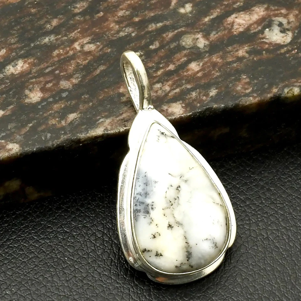 Dendrite 蛋白石 宝石 民族 手工制作 高饰面吊坠 珠宝 2" AP-18408 — 第 1/1 张图片