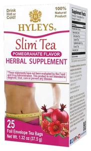 Hyleys Slim Tea Pomegranate – 25 Bags Weight Loss Cleanse & Detox Supplement - Picture 1 of 7