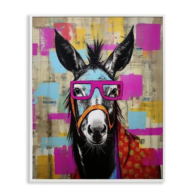 Quirky Spectacle Donkey Framed Giclee Wall Art Design by LSR Design Studio, W... - Image 1 of 4