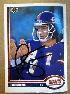 Phil Simms 1991 Upper Deck #181 Autographed SIGNED Card New York Giants Rough - Picture 1 of 6