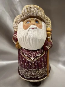 Authentic Hand Carved ~ Painted Wooden Santa Russian - Picture 1 of 9