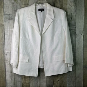Talbots Leinenjacke Größe 20 weiß vorne offen gefüttert mit Kunsttaschen - Bild 1 von 10