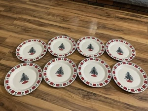 Folk Craft Holiday Homecoming Stoneware Dinner Plate Set Of 8 - Picture 1 of 16