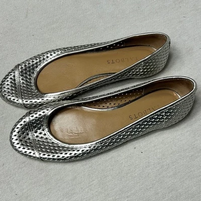 Talbots Women’s Size 7.5 Silver Perforated Flats B - Image 1 of 4