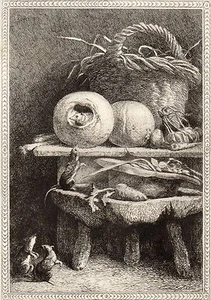 EAU FORTE / Fables de la Fontaine 1883 / LE RAT QUI S'EST RETIRE DU MONDE - Picture 1 of 1