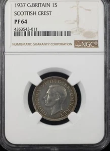 1937 GREAT BRITAIN 1 SHILLING NGC PR64 - SCOTTISH CREST (43011) - Picture 1 of 4