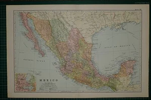 1905 ANTIQUE MAP ~ MEXICO LOWER CALIFORNIA CHIAPAS OAXACA YUCATAN ~ NMEXICO CITY - Picture 1 of 5