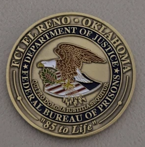 DOJ Federal Bureau of Prisons, FCI El Reno, OK, EST 1934, moneta sfida - Foto 1 di 2