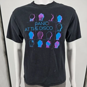 Distressed 2000s Hanes Heavyweight Panic! At The Disco Black Band T-Shirt (M) - Picture 1 of 17