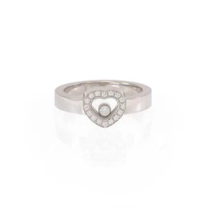 Chopard Happy Diamonds 18k White Gold Heart Ring Size 6.75 - Picture 1 of 4
