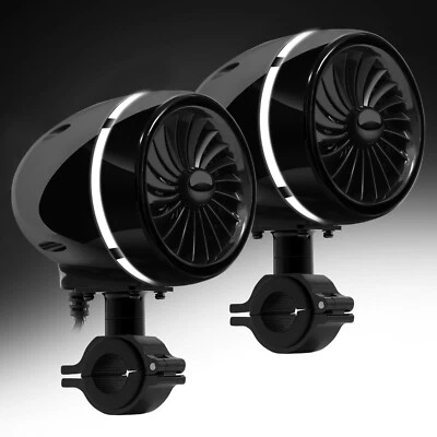 Refurb Waterproof Bluetooth Motorcycle LED Audio Amp Stereo Speakers System USB - Image 1 of 4