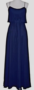 Mori Lee Womens Long Bridesmaid Dress Size 8 Navy Blue Sleeveless Sheer - Picture 1 of 9