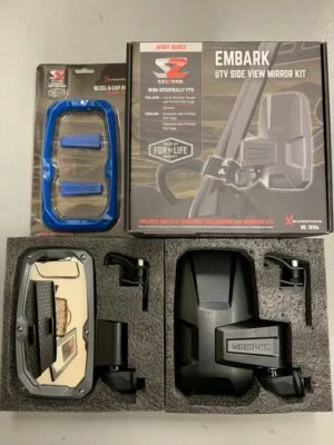 Polaris Ranger S XP 1000 2017-2025 Side View Mirrors Folding Seizmik Embark Blue - Image 1 of 4