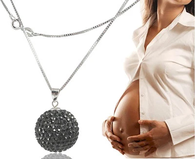 Collana in argento rodiato con bola chiama angeli con strass vari modelli - Immagine 1 di 2