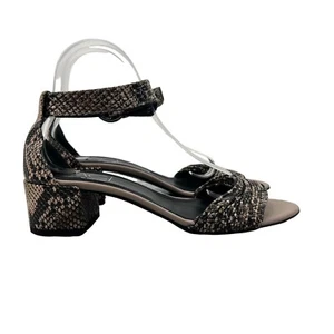 AGL Womens 40 Sandals Leather Snake Print Ankle Strap Shoes Block Heel Open Toe - Picture 1 of 10