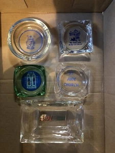 Lot Of 5 Glass Novelty Ashtray Advertising - Picture 1 of 1
