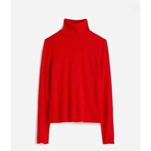 NWT Madewell Large Wool-Blend Turtleneck Long-Sleeve Tee Bright Cherry Red - Picture 1 of 6