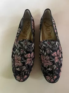 Mocassini Sam Eldelman Leon Moe Toe ricamati stampa floreale blu taglia 10 $120 NUOVI - Foto 1 di 5