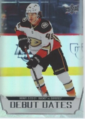 Trevor Zegras 2022-23 Upper Deck #DD-13 Debut Dates Gold Anaheim Ducks - Image 1 of 2