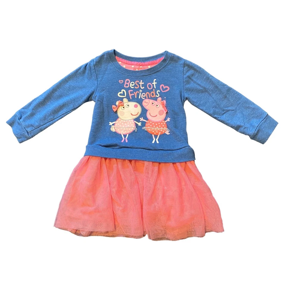 Vestido Peppa Pig Niñas 2T Mejor Amigo Manga Larga Jersey Toole Rosa Tutú Falda Foto 1 de 4