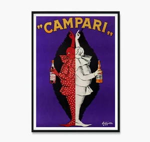 Vintage Italian Campari 1921 Purple Capiello Vintage Art Print Poster Canvas - Picture 1 of 7