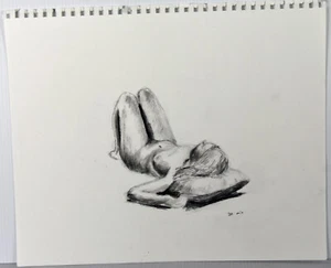 17 Zoll Vintage Bleistiftzeichnung junge Frau Akt schlafend Original Candace McCall II - Bild 1 von 4