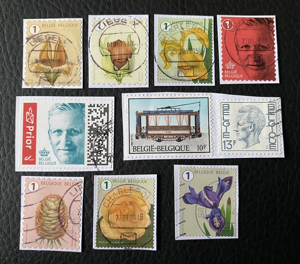 Lot de 10 timbres de Belgique années diverses - encore sur fragment! J88 - Photo 1/1