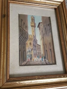 Oil Painting Florence, Italia signed SC 1982 Gold Wood Frame 12" X9.5" - Picture 1 of 12