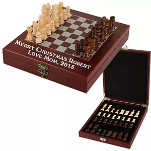 Personalized Engraved Chess Set Custom Customized Chess Board Rosewood Gifts - Picture 1 of 12