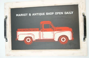 Market & Antique Shop Sign with Handles – Rustic Framed Wall Art/ Table Tray - Picture 1 of 6