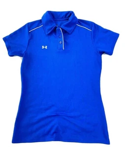 Under Armour Women's XS Fitted 1/3 Button Down Stretch Polo Blue/White Trim EUC - Picture 1 of 5
