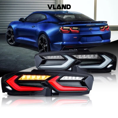 VLAND LED Taillights Smoked Clear Fit 2019-2024 Chevrolet Camaro Sequential Turn - Image 1 of 4