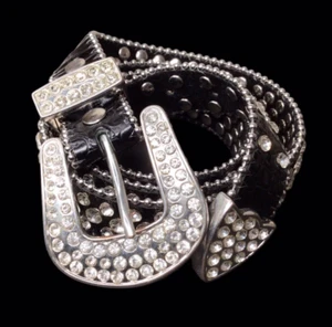 Leather Rhinestone Western Belt 40” Womens Bling - Picture 1 of 5