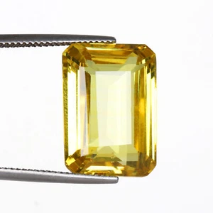 Special Gift 20. Carat Yellow Citrine Emerald Cut Lab-Created Gemstone - Picture 1 of 4