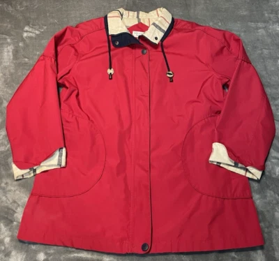 Mulberry Street Women's Vintage Windbreaker/Raincoat Red W Plaid Trim-Size M - Image 1 of 4